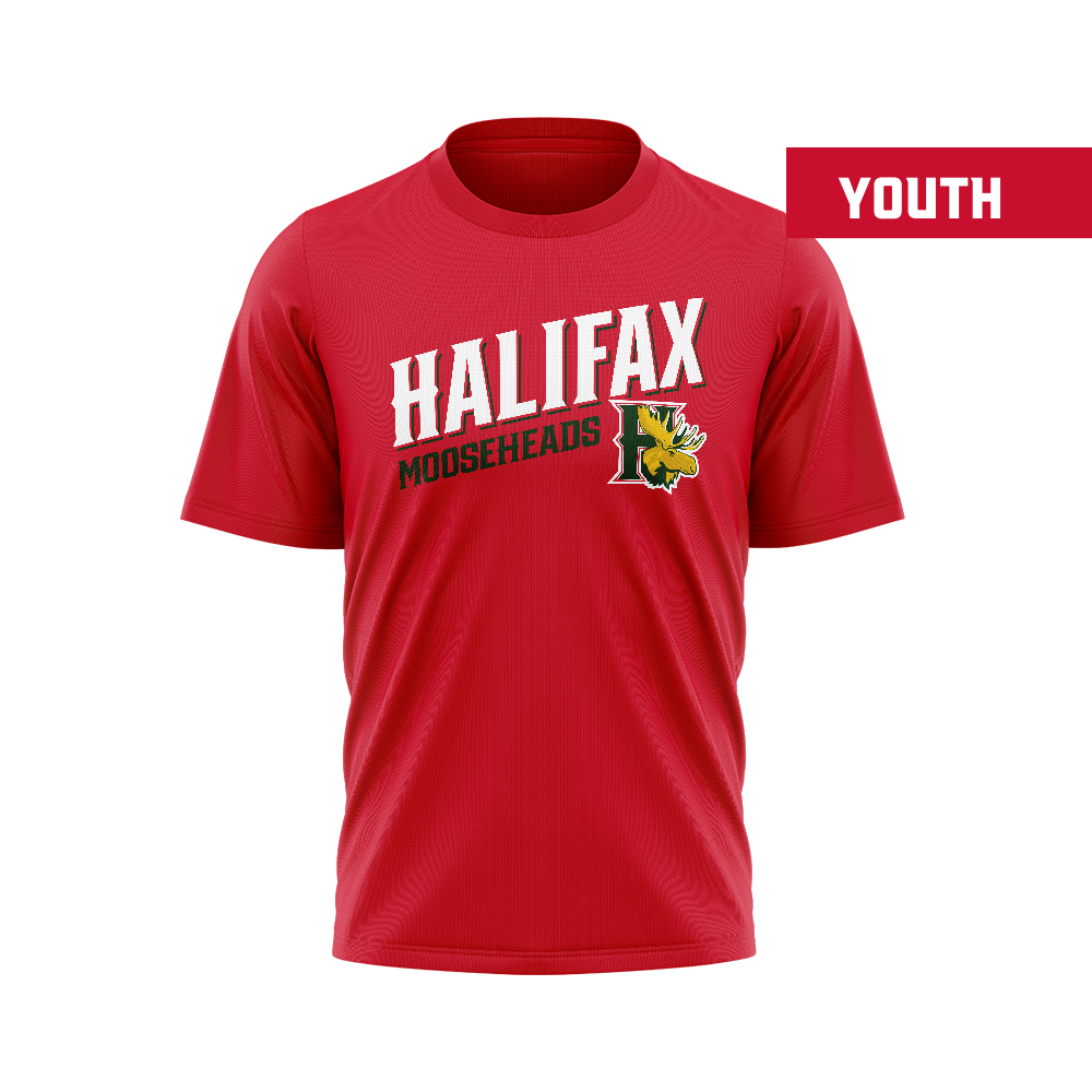 Halifax Mooseheads Diagonal Logo Red T-Shirt - Youth