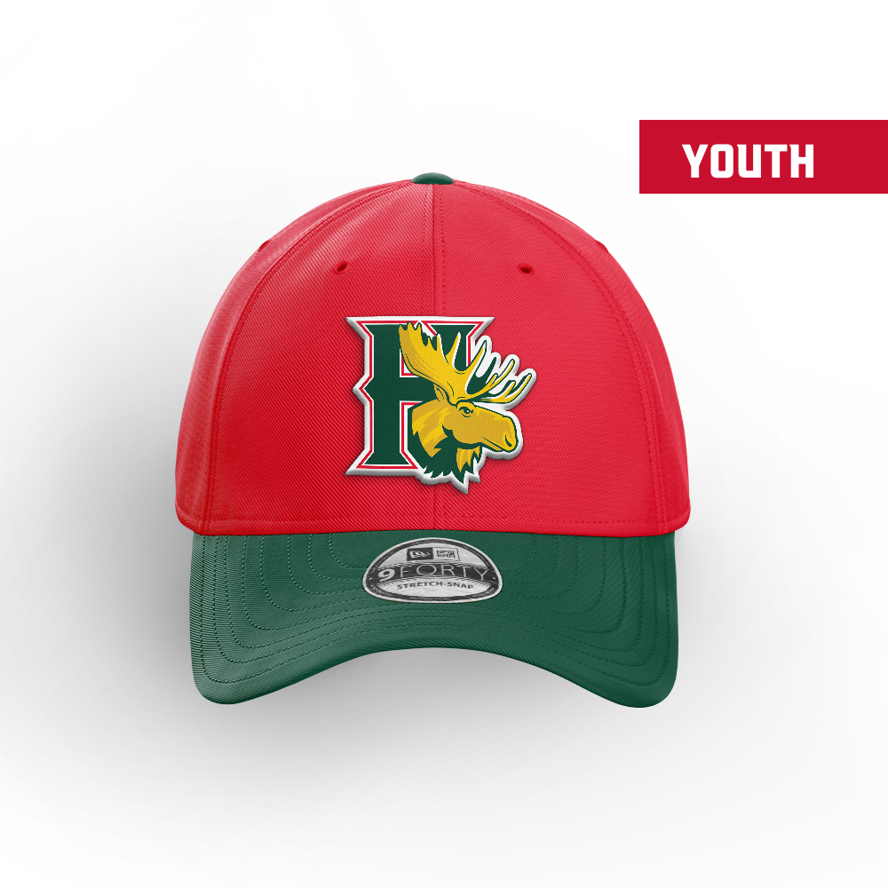 Halifax Mooseheads New Era 9Forty Stretch Snap Red w/Green Bill - Youth