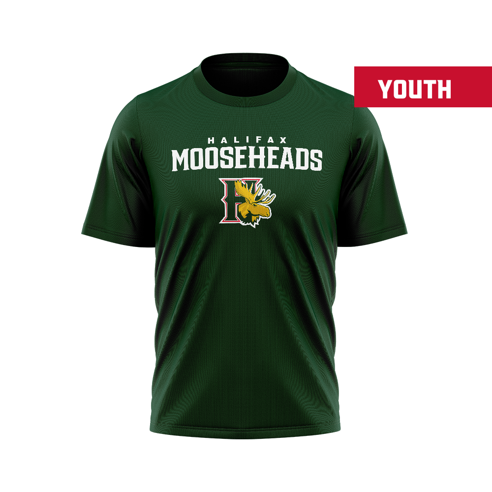 Halifax Mooseheads Stacked Logo Green T-Shirt - Youth