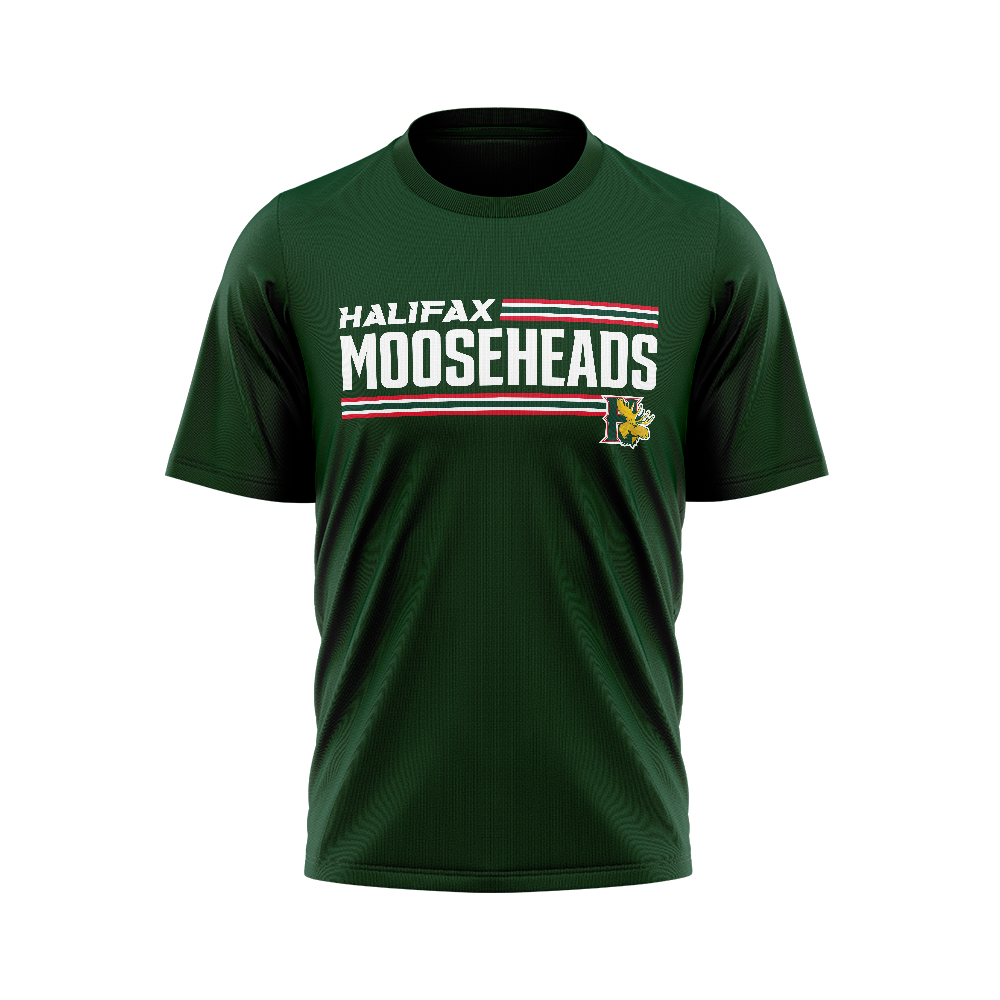 Halifax Mooseheads Striped Logo Green T-Shirt