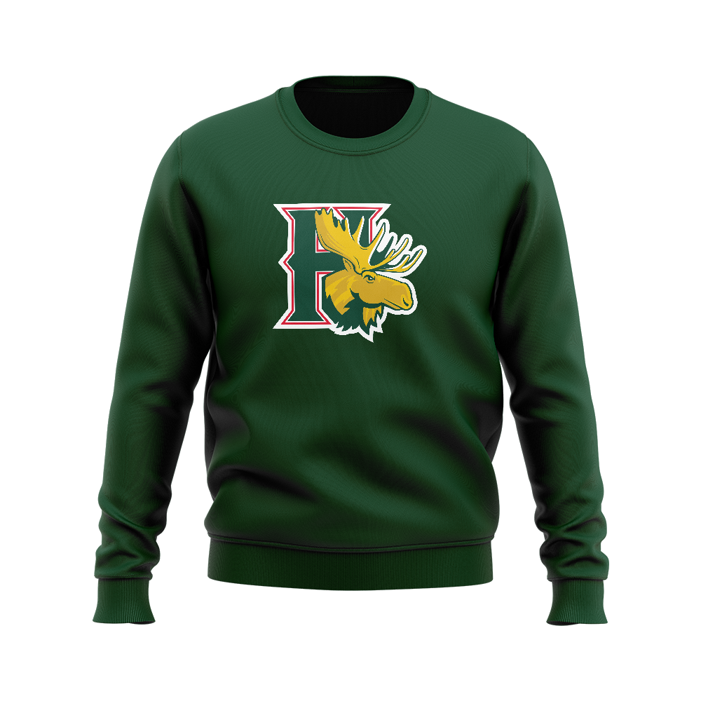 Halifax Mooseheads Team Logo Green Crew Neck