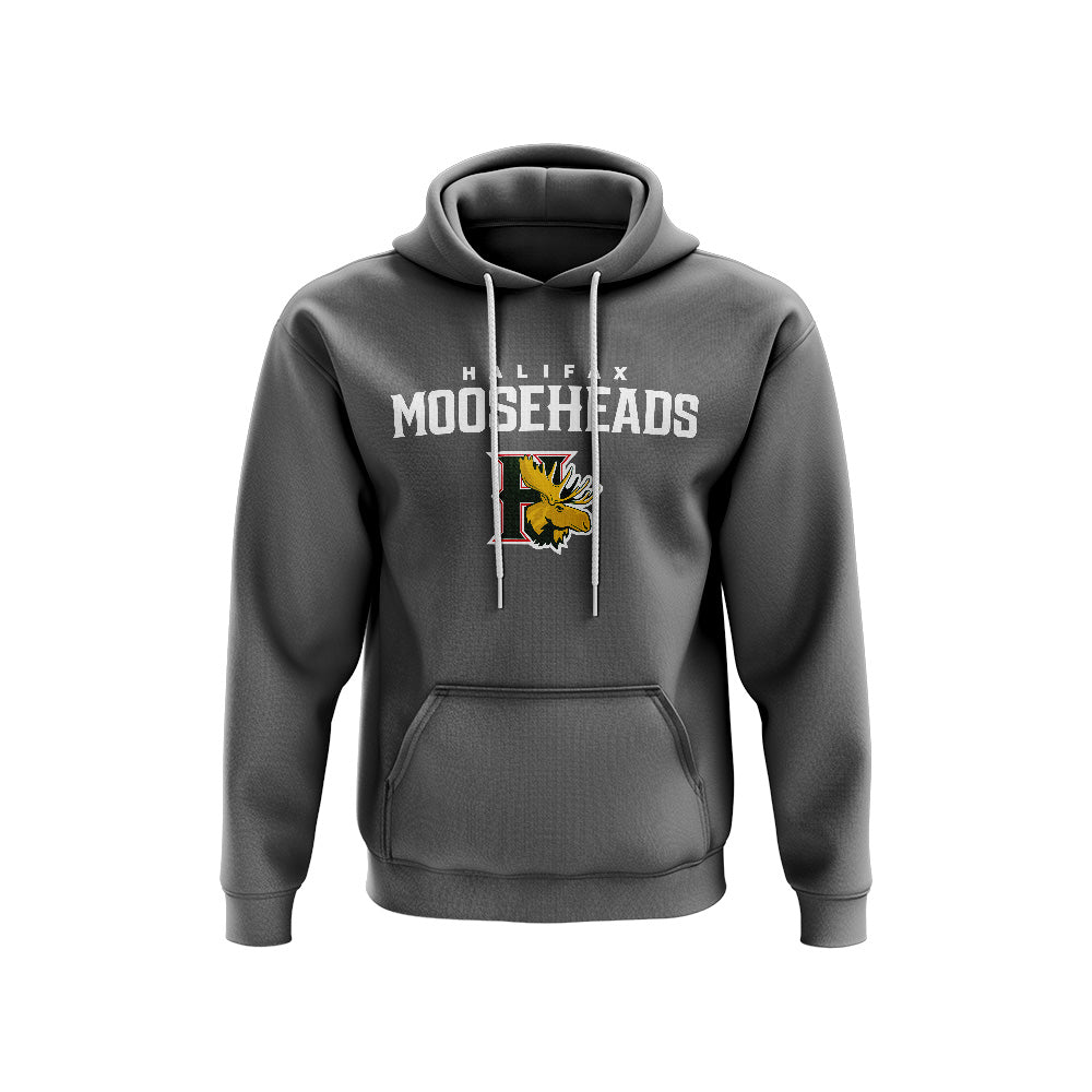 Halifax Mooseheads Stacked Logo Grey Hoodie