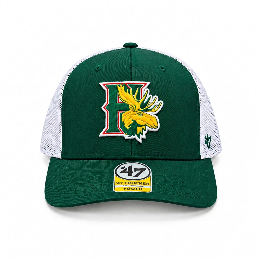 Green youth trucker sized to match the Leland hat
