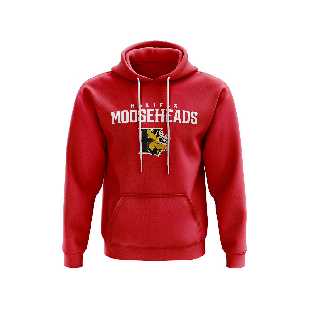 Halifax Mooseheads Stacked Logo Red Hoodie
